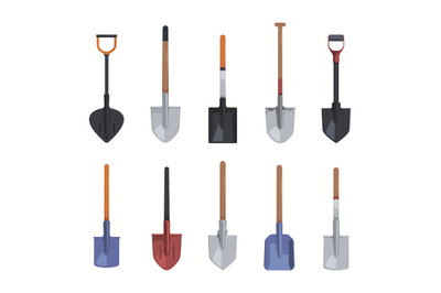 Shovel for gardening. Different types of shovels for gardeners garish