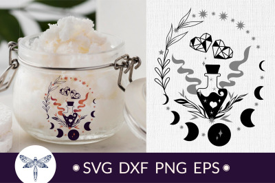 Witch love potion SVG with moon phase | Boho witchcraft SVG