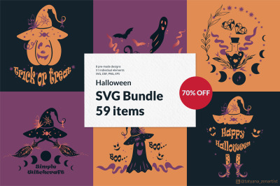 Cute Halloween SVG Bundle | Witch clipart set