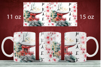 Japan tumbler wrap design Asia sublimation PNG for 20oz