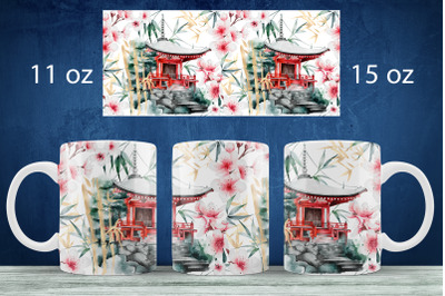 Japan tumbler wrap design Asia sublimation PNG for 20oz