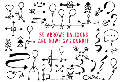 35 Arrows Balloons and Bows SVG Bundle.