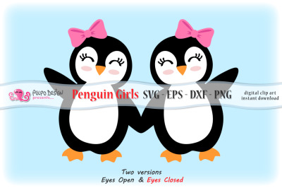 Penguin Girls SVG, Eps, Dxf and Png.
