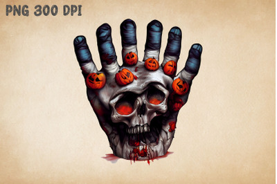 Halloween Mutant Zombie Hand Skull