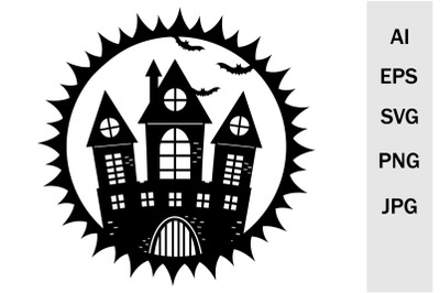 Halloween SVG Castle Template&2C; Cut Cricut file