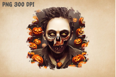 Zombie Portrait Pumpkin Background