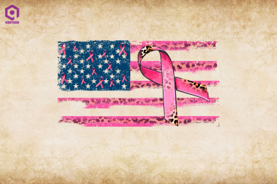 American Flag And Cancer Ribbon