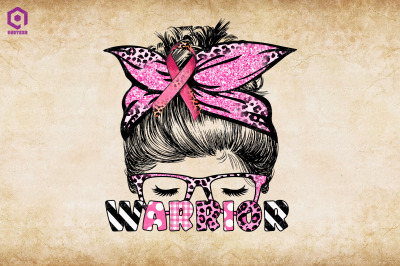 Pink Warrior Breast Cancer Messy Bun