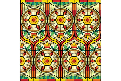 Stained glass pattern. Decorative seamless background with piece of co