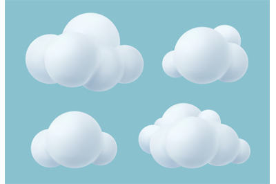 Cloud plastic. Realistic soft trendy silver clouds outdoor 3d render a