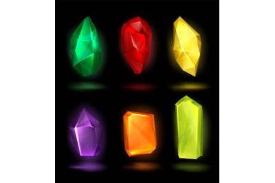 Shiny gem. Realistic glass crystals gaming achievements colorful trans