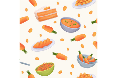 Vegetables pattern. Delicious preparing foods from carrot natural vege