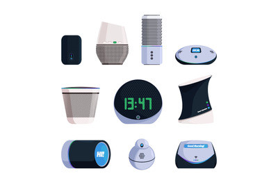 Smart music devices. Web connection voice audio speakers sound control