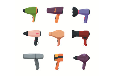 Electrical hairdryer. Barbershop items colored tools for beauty salon