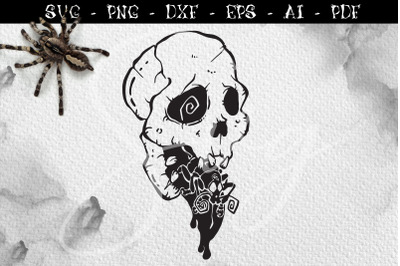 Bug SVG, Insect on the skull tongue, goth svg, halloween party clipart