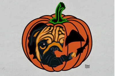 3d Pumpkin Dog SVG, DXF cut files, Halloween Dog svg.
