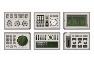 Control panels templates. Ui colored set buttons checkboxes frames key