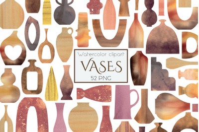 Watercolor collection of ceramic vases