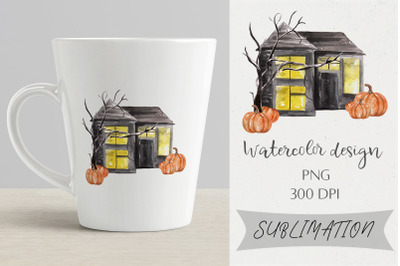 Halloween Sublimation Design PNG. Watercolor autumn pumpkins