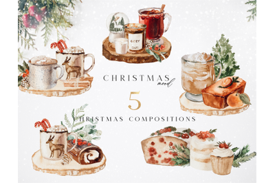 Christmas mood collection - 5 compositions (cocoa, mulled wine, cake )