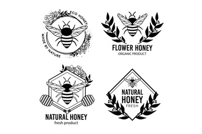 Beekeeping eco product badges and label set