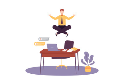 Office yoga on workplace, meditation and concentration