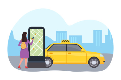 Online service taxi application with map location