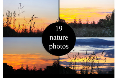 Nature photo pack, sunset landscapes