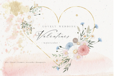 Valentines Watercolor Lovely Heart Wedding Clipart png