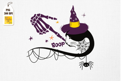 Halloween Skeleton Hand Boop Black Cat