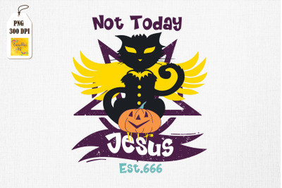 Black Cat Satanic Devil Not Today Jesus