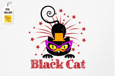 Black Cat Retro Fireworks Halloween