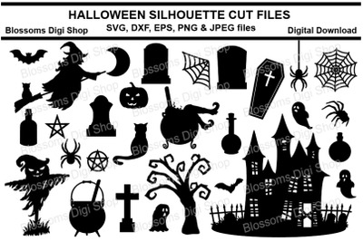 Halloween Silhouette SVG, DXF, EPS, JPEG and PNG cut files