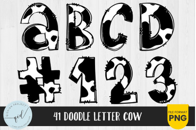 Cow Doodle Letters and Numbers | 41 Characters