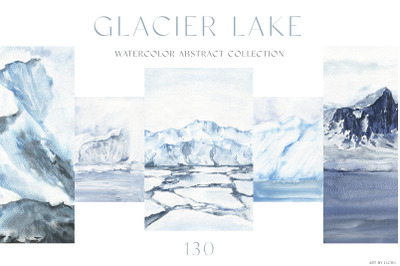 Glacier Watercolor Abstract Textures Blue Clipart