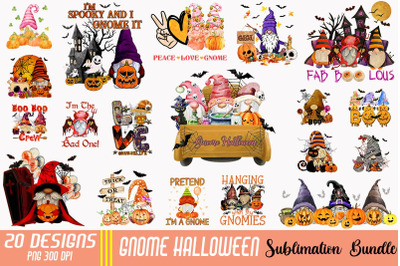 Gnome Halloween Bundle-20 Designs-220829