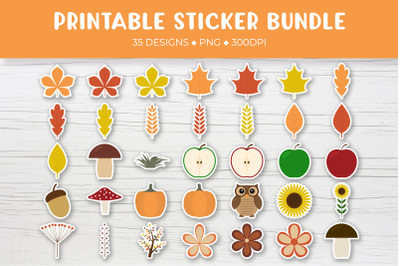Fall sticker bundle. Autumn forest stickers printable