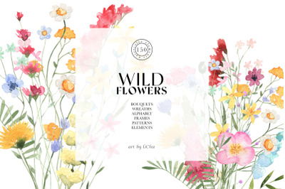 Wildflowers Watercolor Floral Clipart
