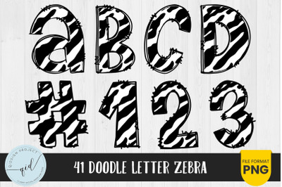 Zebra Doodle Letters and Numbers | 41 Characters