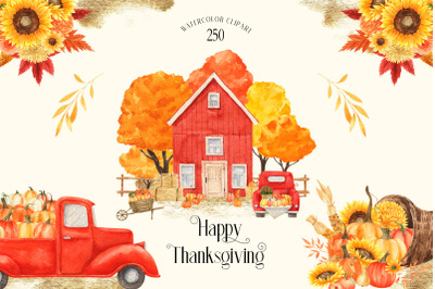 Thanksgiving Watercolor Fall Clipart