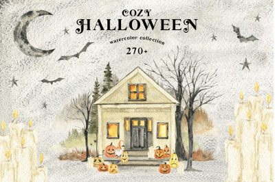 Cozy Halloween Watercolor Clipart