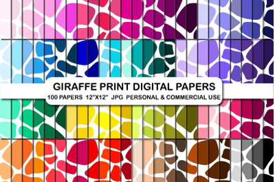 Giraffe Print Digital Papers Background Animal Prints Paper