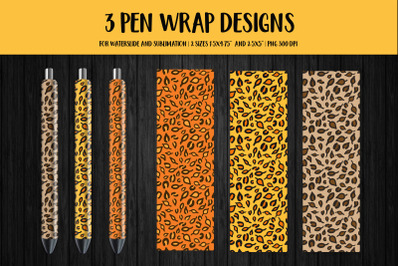 Fall Leaves Leopard Print Pen Wrap Sublimation or Waterslide