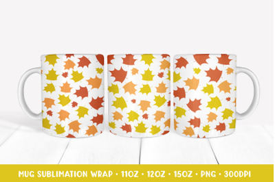 Autumn Maple Leaves Mug Sublimation Wrap Design