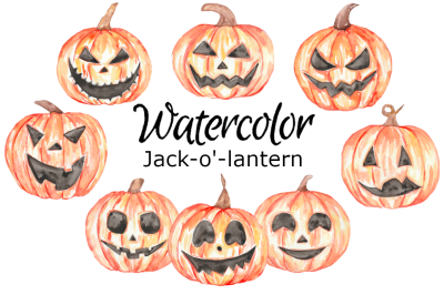 Jack o lantern watercolor clipart