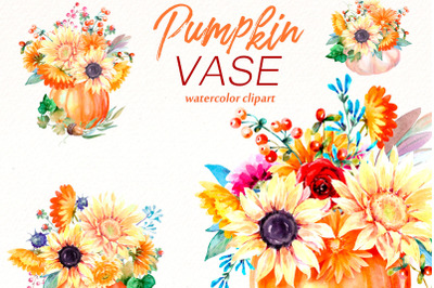 Fall pumpkin clipart |Watercolor autumn bundle | harvest png