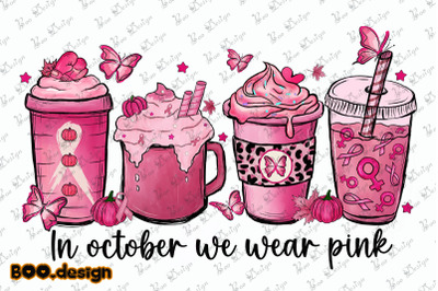 In October We Wear Pink Coffee Cup Graphics