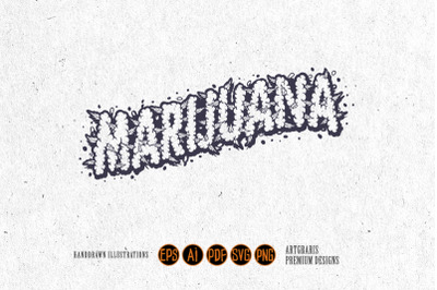 Marijuana lettering words smoke effect silhouette svg