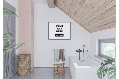 Interior scene artwork background frame mockup