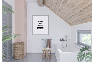 Interior scene artwork background frame mockup